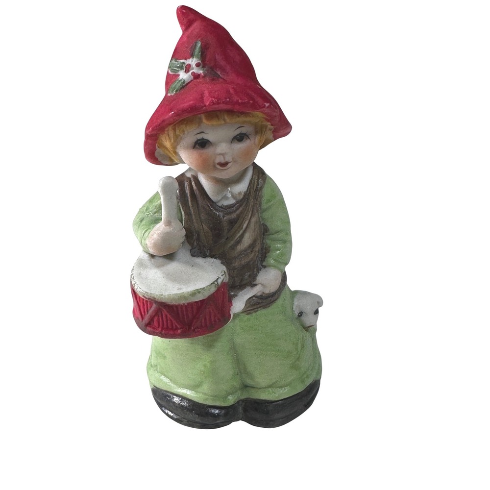 Vintage Ceramic‎ Bell Figurine Gnome Child Drum Sheep MWC Taiwan